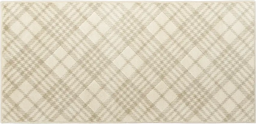 Beige And Ivory Plaid Area Rug Photo 4