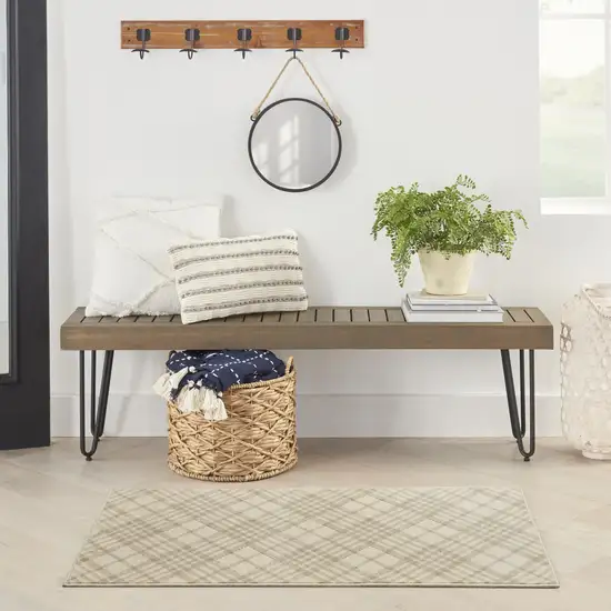 Beige And Ivory Plaid Area Rug Photo 5