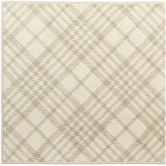 Beige And Ivory Plaid Area Rug Photo 2