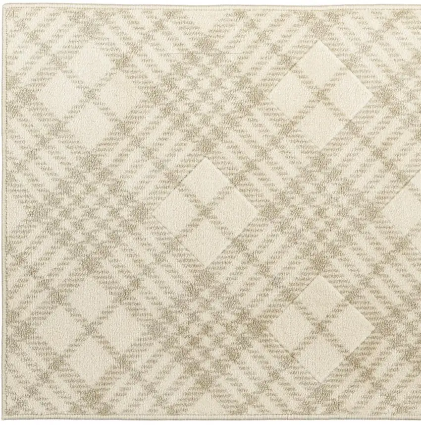 Beige And Ivory Plaid Area Rug Photo 2