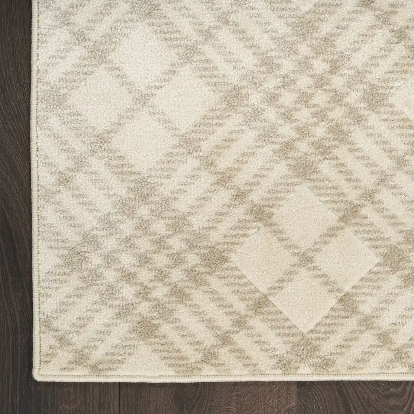 Beige And Ivory Plaid Area Rug Photo 8