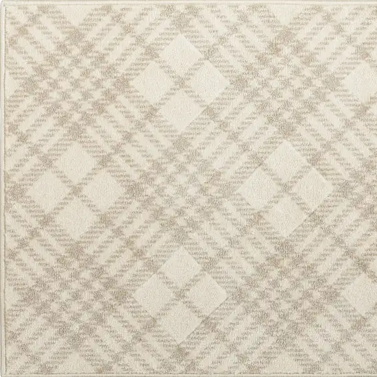 Beige And Ivory Plaid Area Rug Photo 7