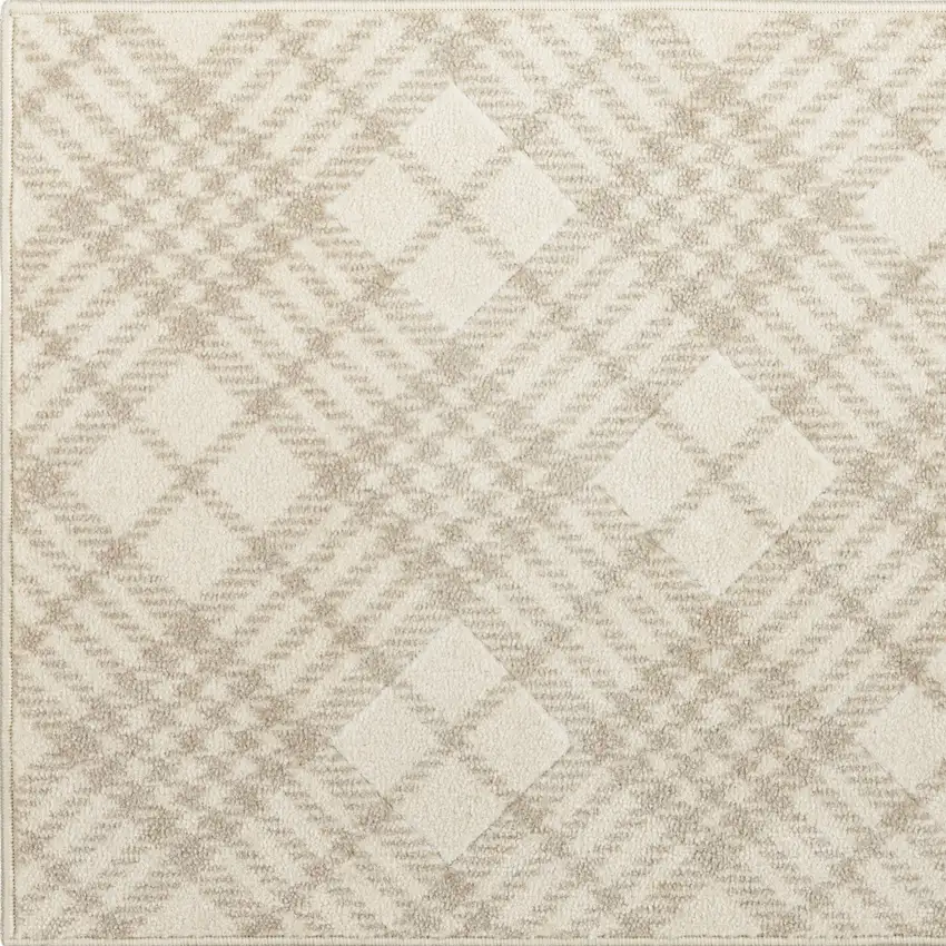 Beige And Ivory Plaid Area Rug Photo 7