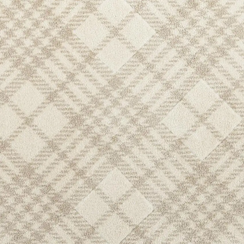 Beige And Ivory Plaid Area Rug Photo 2