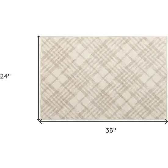 Beige And Ivory Plaid Area Rug Photo 3