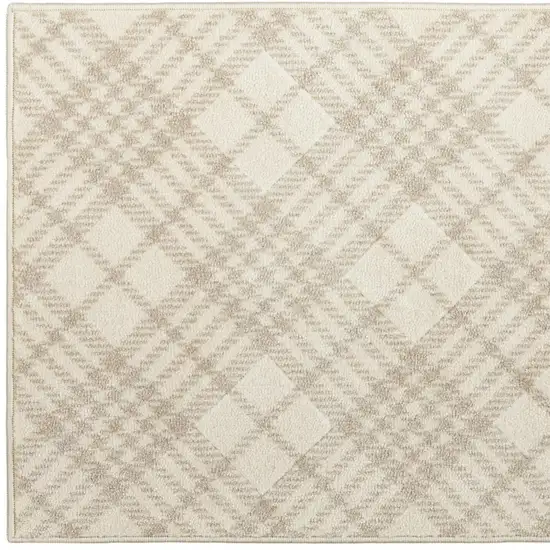 Beige And Ivory Plaid Area Rug Photo 3