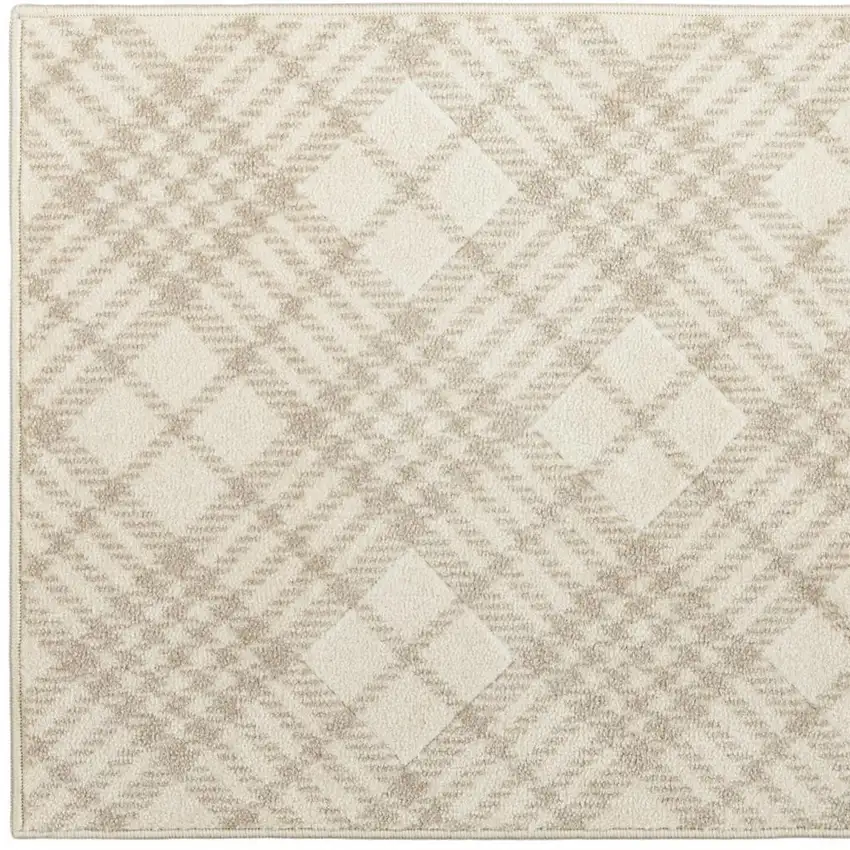 Beige And Ivory Plaid Area Rug Photo 3