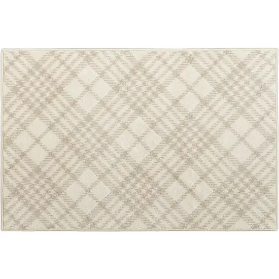 Beige And Ivory Plaid Area Rug Photo 4