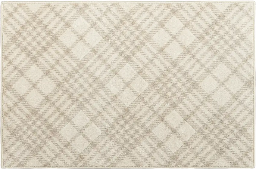 Beige And Ivory Plaid Area Rug Photo 4