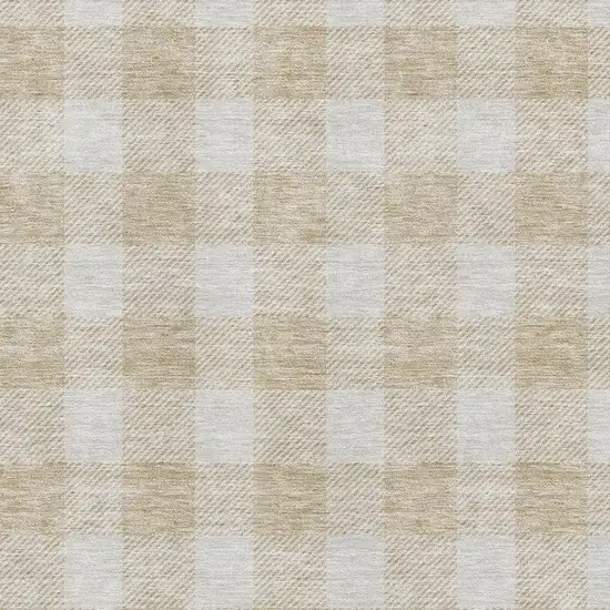 Beige And Ivory Plaid Washable Area Rug With UV Protection Photo 2