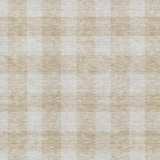 Beige And Ivory Plaid Washable Area Rug With UV Protection Photo 2