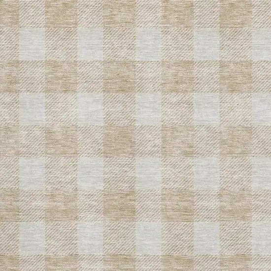 Beige And Ivory Plaid Washable Area Rug With UV Protection Photo 2