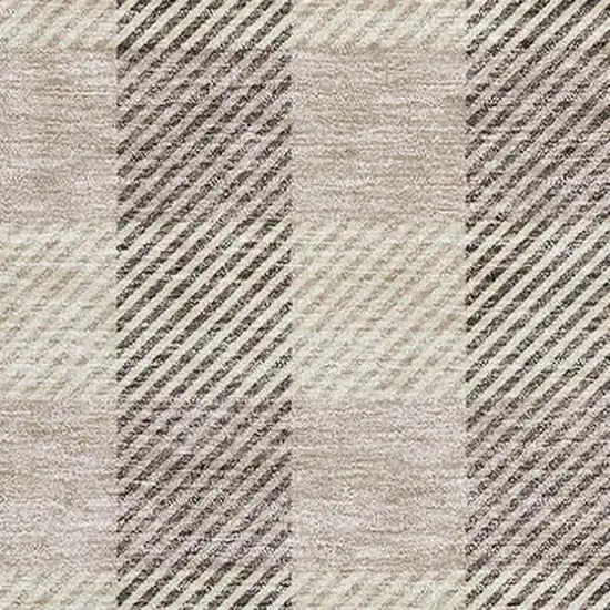 Beige And Ivory Plaid Washable Area Rug With UV Protection Photo 2
