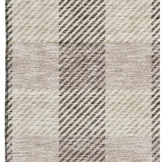 Beige And Ivory Plaid Washable Area Rug With UV Protection Photo 2