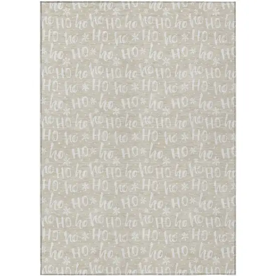 Beige And Ivory Polka Dot Washable Indoor Outdoor Area Rug Photo 1