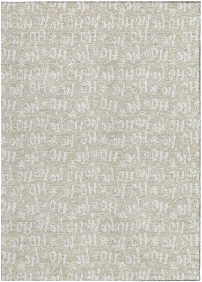 Beige And Ivory Polka Dot Washable Indoor Outdoor Area Rug Photo 3