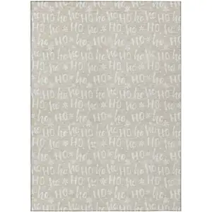 Photo of Beige And Ivory Polka Dot Washable Indoor Outdoor Area Rug