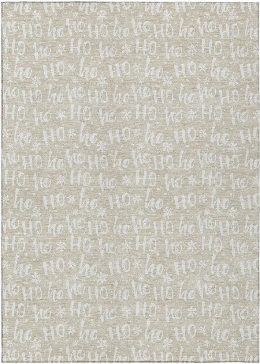 Beige And Ivory Polka Dot Washable Indoor Outdoor Area Rug Photo 1