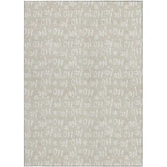 Beige And Ivory Polka Dot Washable Indoor Outdoor Area Rug Photo 4