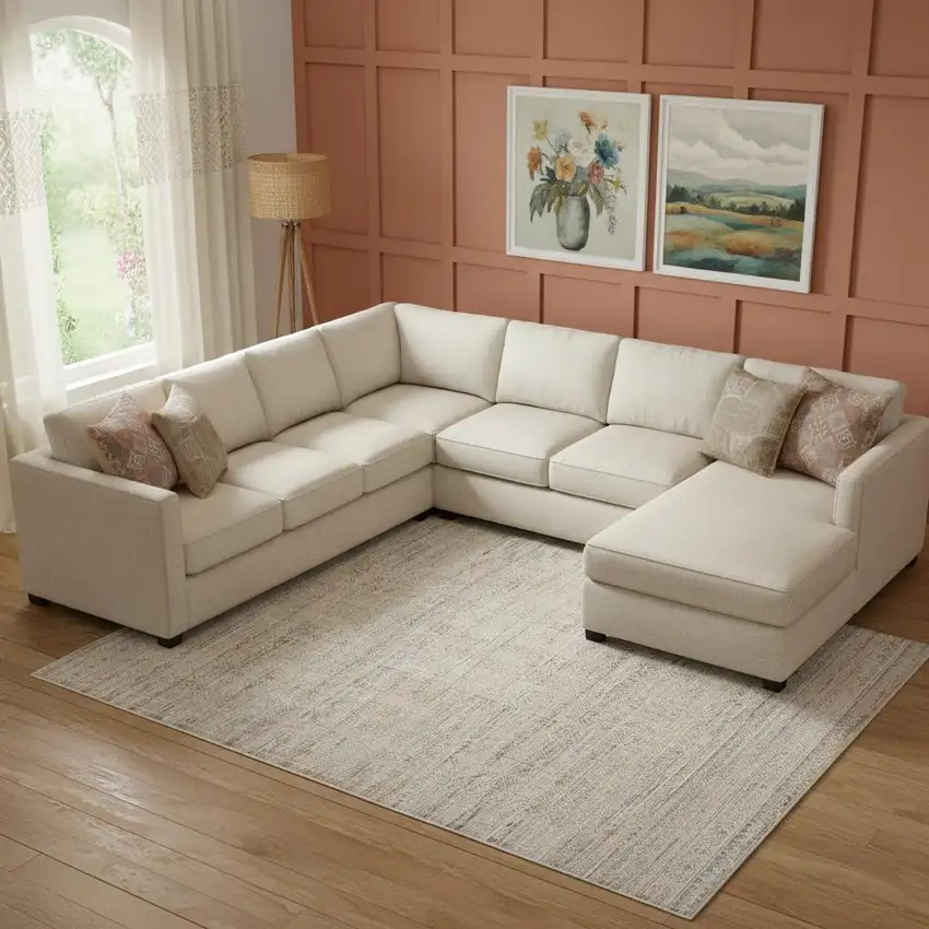 Beige And Ivory Southwestern Area Rug Photo 1