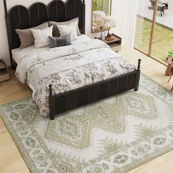 Beige And Ivory Southwestern Distressed Area Rug Photo 5