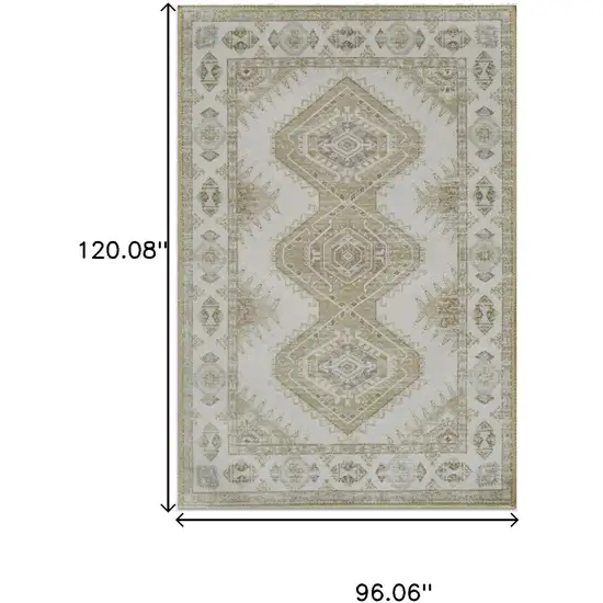 Beige And Ivory Southwestern Distressed Area Rug Photo 3
