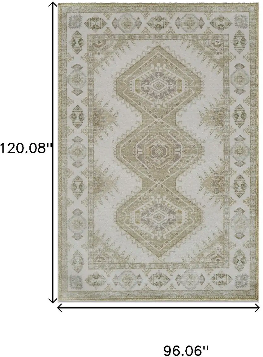 Beige And Ivory Southwestern Distressed Area Rug Photo 3