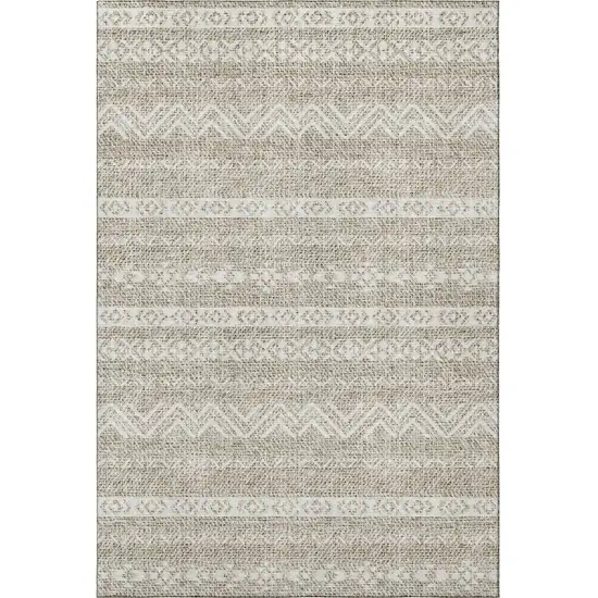 Beige And Ivory Southwestern Washable Area Rug With UV Protection Photo 4