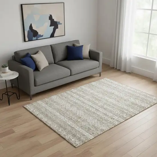 Beige And Ivory Southwestern Washable Area Rug With UV Protection Photo 2