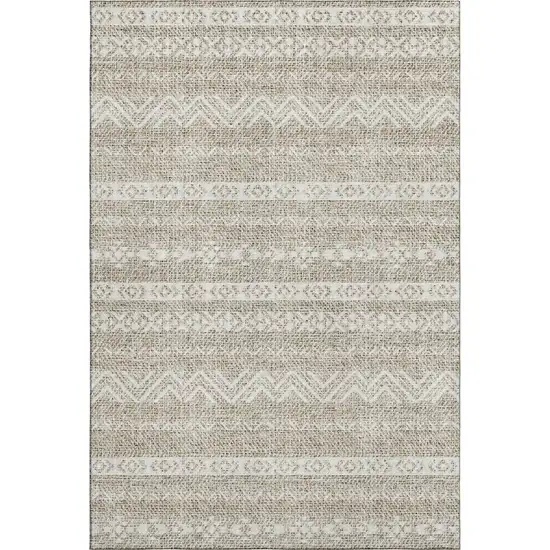Beige And Ivory Southwestern Washable Area Rug With UV Protection Photo 1