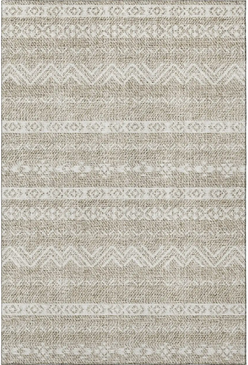 Beige And Ivory Southwestern Washable Area Rug With UV Protection Photo 4