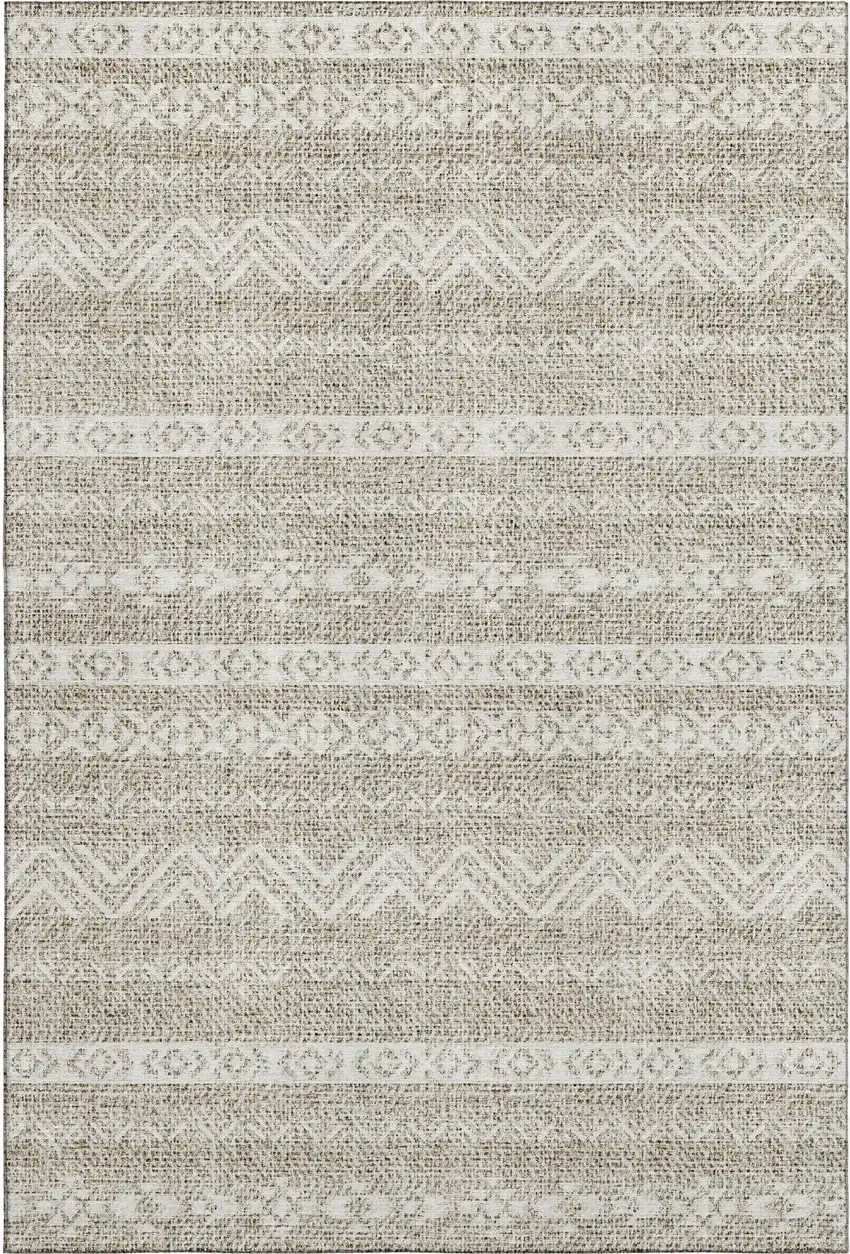 Beige And Ivory Southwestern Washable Area Rug With UV Protection Photo 1