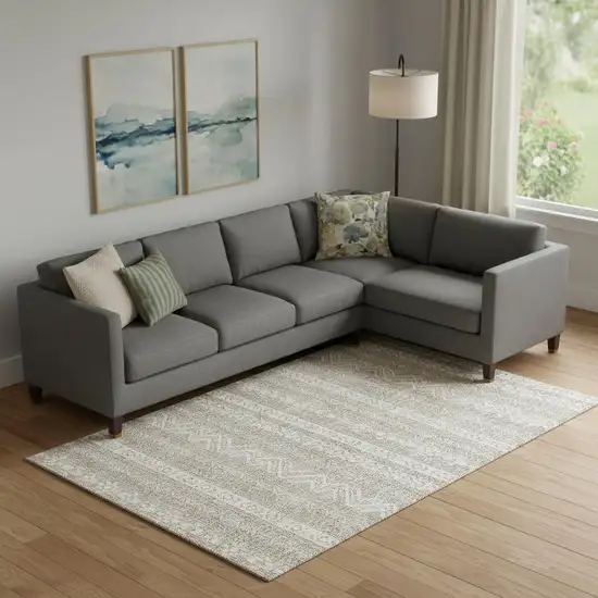 Beige And Ivory Southwestern Washable Area Rug With UV Protection Photo 1