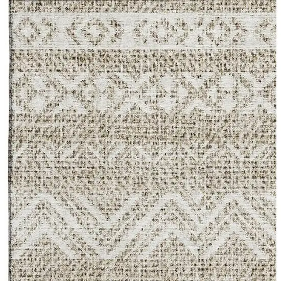 Beige And Ivory Southwestern Washable Area Rug With UV Protection Photo 4