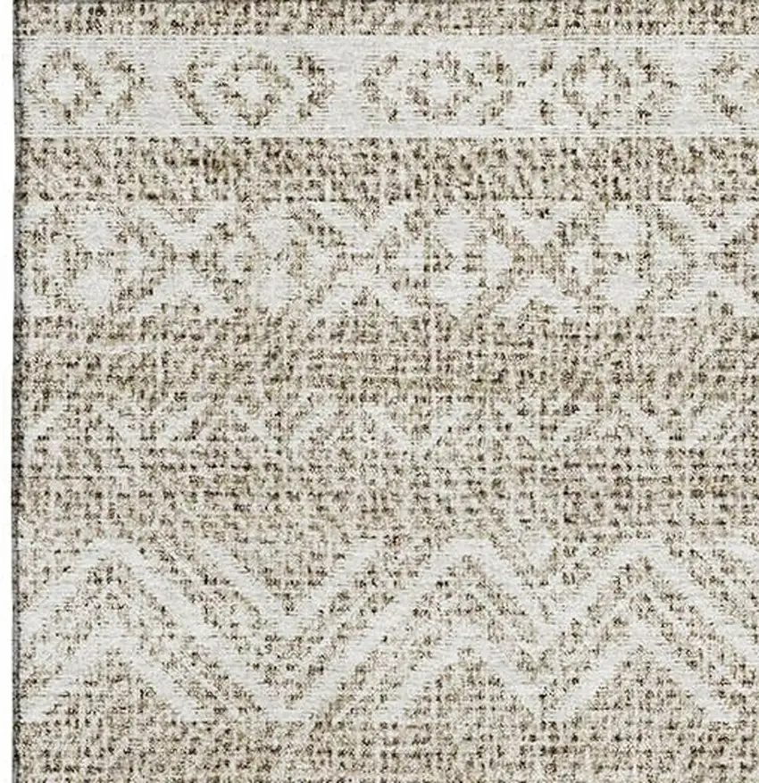 Beige And Ivory Southwestern Washable Area Rug With UV Protection Photo 4