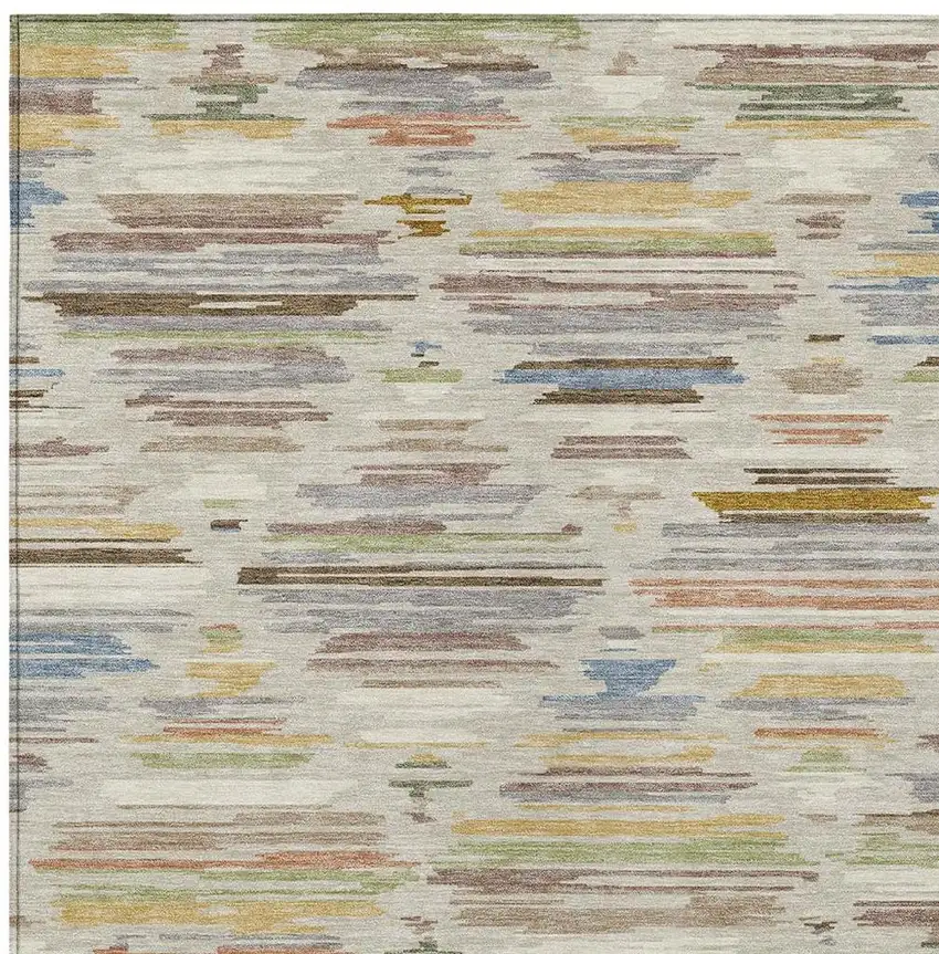 Beige And Ivory Southwestern Washable Indoor Outdoor Area Rug Photo 2