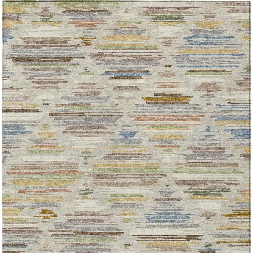 Beige And Ivory Southwestern Washable Indoor Outdoor Area Rug Photo 3