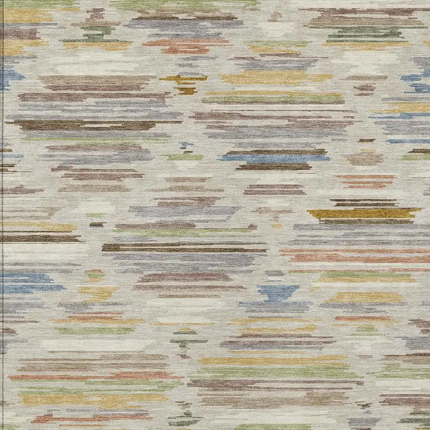 Beige And Ivory Southwestern Washable Indoor Outdoor Area Rug Photo 2