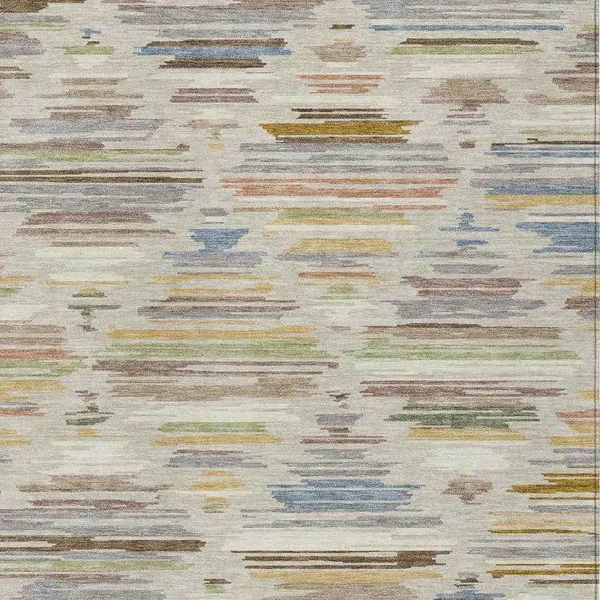 Beige And Ivory Southwestern Washable Indoor Outdoor Area Rug Photo 2
