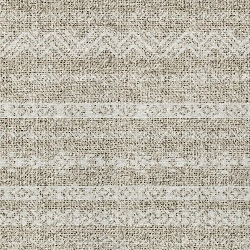Beige And Ivory Southwestern Washable Indoor Outdoor Area Rug Photo 5