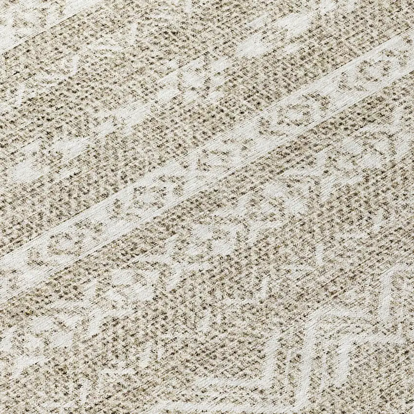 Beige And Ivory Southwestern Washable Indoor Outdoor Area Rug Photo 7