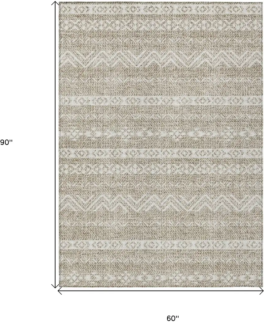 Beige And Ivory Southwestern Washable Indoor Outdoor Area Rug Photo 3