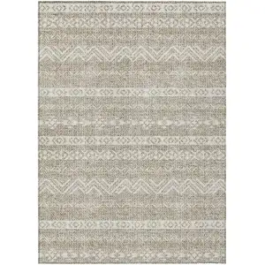 Photo of Beige And Ivory Southwestern Washable Indoor Outdoor Area Rug
