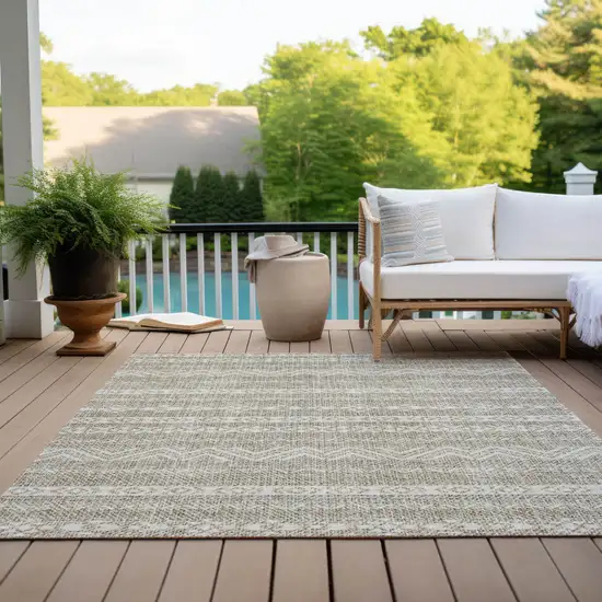 Beige And Ivory Southwestern Washable Indoor Outdoor Area Rug Photo 9