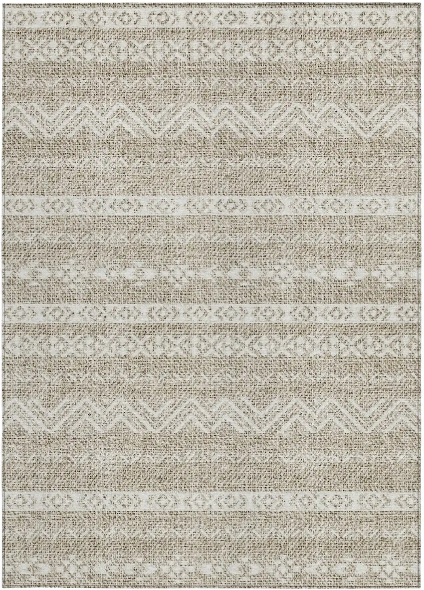 Beige And Ivory Southwestern Washable Indoor Outdoor Area Rug Photo 6