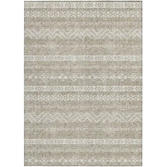 Beige And Ivory Southwestern Washable Indoor Outdoor Area Rug Photo 6