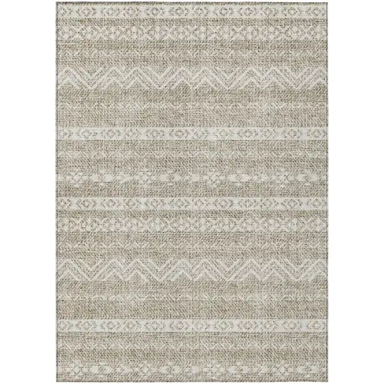 Beige And Ivory Southwestern Washable Indoor Outdoor Area Rug Photo 2