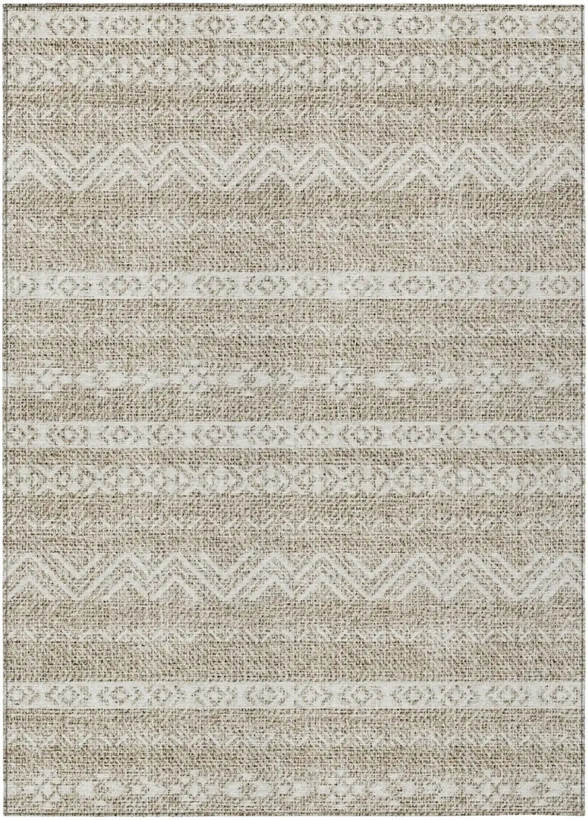 Beige And Ivory Southwestern Washable Indoor Outdoor Area Rug Photo 2