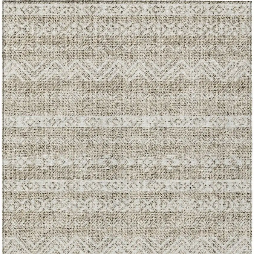 Beige And Ivory Southwestern Washable Indoor Outdoor Area Rug Photo 6