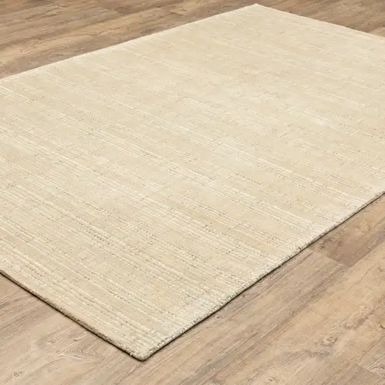 Beige And Ivory Striped Hand Tufted Area Rug Photo 8